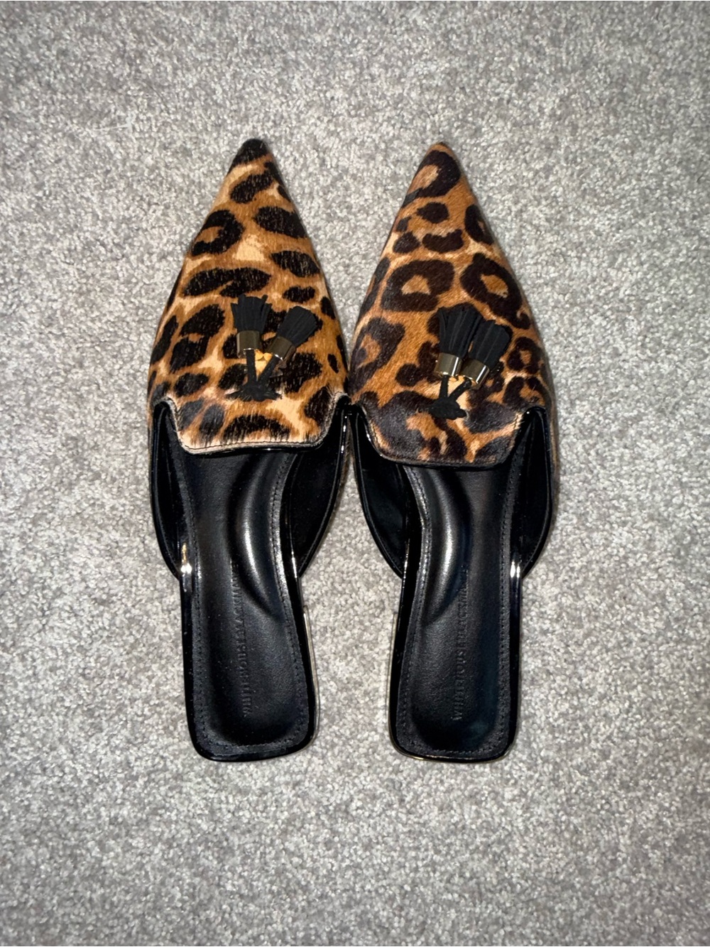 White House Black Market Leopard Print Pointed Mule - Black & Brown